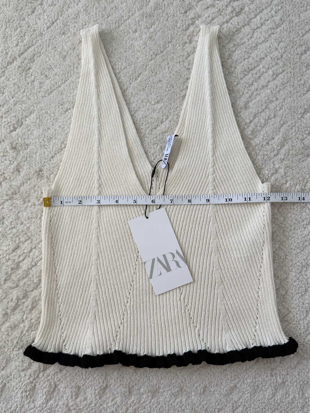 NWT Zara Ruffled Ribbed Top - Picture 8 of 9